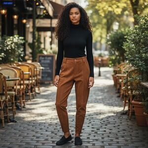 Pia Rucci Vintage Suede Leather High Waist Tapered Carrot Leg Pants Size 12